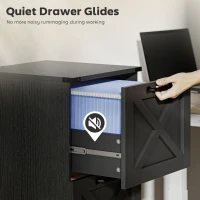 HOMCOM 2 Drawer File Cabinet with Silent Slides, Vertical Farmhouse Filing Cabinet Fits Letter/A4 Size Home Office, Black(m-7)