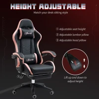 Vinsetto Computer Gaming Chair, PU Leather Office Desk Chair with Footrest, Swivel Wheels, 135° Reclining Back, Black(m-4)