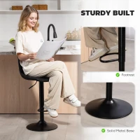 HOMCOM Counter Height Bar Stools Set of 2, Adjustable Height Bar Chairs with Swivel Seat, Leathaire Upholstery, Black(m-6)