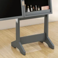 HOMCOM Free Standing Armoire Organizer, Lighted Mirrored Jewelry Cabinet w/ Angle Adjustable & 16 LED Lights, Grey(m-10)