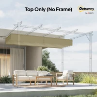 Outsunny 8.2' x 8.4' Retractable Pergola Canopy Replacement, Fit 10' x 10' Frame, Pergola Cover Replacement Top Only, Beige(m-10)