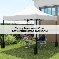 Outsunny 10' x 10' Replacement Canopy Top for Pop Up Canopy Tent with 4 Sand Bags, UPF50+ Protection, White(m-1)