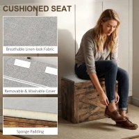 HOMCOM Shoe Storage Bench with Flip Drawer and Lift Top Storage, Entryway Bench with Seat Cushion for Hallway, Rustic Brown(m-7)