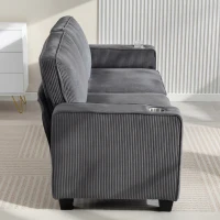 HOMCOM Three Seater Sofa, Fabric 3 Seater Couch with Spring Cushion and Cup Holders for Living Room, Bedroom, Dark Grey(m-9)