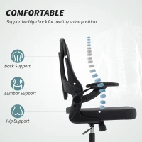 HOMCOM Ergonomic Office Chair, Swivel Desk Chair with Adjustable Lumbar Support and Height, Flip-up Armrests, Wheels, Black(m-4)