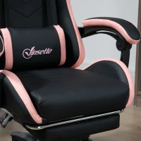 Vinsetto Computer Gaming Chair, PU Leather Office Desk Chair with Footrest, Swivel Wheels, 135° Reclining Back, Black(m-10)