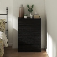 HOMCOM Dresser for Bedroom with 5 Drawers, Modern Chest of Drawers for Living Room, Closet, Hallway, Black(m-10)