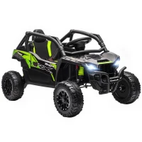 Qaba 12V Ride on Truck, Licensed KAWASAKI TERYX KRX 2WD Kids Electric Car with Rear Suspension for 3-8 Years, Black(m-11)