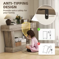 HOMCOM 63 Inch Vintage Console Table, Narrow Entryway Table with Open Shelf for Living Room, Light Brown(m-6)