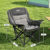 Outsunny Camping Chair for Adults, Portable Folding Camping Chair with Side Pockets, Cup Holders, Carry Bag, Black and Gray(m-3)