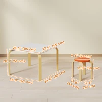 Qaba Kids Table and Chair Set, 5-Piece Children Furniture Set, Kids Table and 4 Chair Set for Daycare, Classroom, Playroom(m-3)