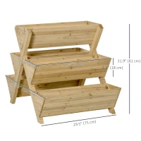 Outsunny Raised Garden Bed Wood, 43" x 30" x 32" Freestanding Planter Stand with 5 Planting Boxes and 4 Hooks, Good for Herbs, Flowers, Vegetables in Patio Balcony Indoor Outdoor(m-3)