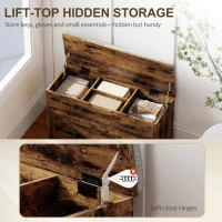 HOMCOM Shoe Storage Bench with Flip Drawer and Lift Top Storage, Entryway Bench with Seat Cushion for Hallway, Rustic Brown(m-6)