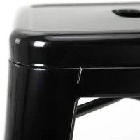 HOMCOM Set of 4 Bar Stools Kitchen Metal Steel Portable Stackable Seat 4pcs Black(m-10)