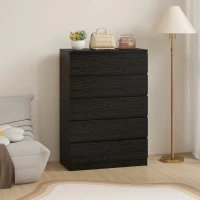 HOMCOM Dresser for Bedroom with 5 Drawers, Modern Chest of Drawers for Living Room, Closet, Hallway, Black(m-7)