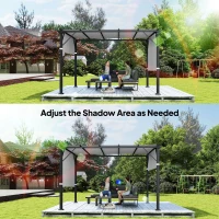 Outsunny 2 Pcs Pergola Replacement Canopy, UV Protection Pergola Shade Cover, Easy to Install, for 10 x 10ft Pergola, Light Gray(m-7)