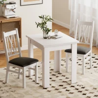 HOMCOM 55" Extendable Dining Table for 4-6 Person, Kitchen Table with PU Handle and Felt Pads for Small Spaces, White(m-8)
