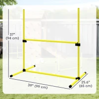 PawHut Set of 4 Dog Agility Training Equipment Adjustable Jump Bar Pet Exercise Kit with Carrying Bag (Yellow)(m-3)