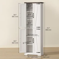 HOMCOM 72" Pantry Cabinet, Farmhouse Freestanding Kitchen Storage Cabinet with Adjustable Shelves for Dining Room, White(m-3)