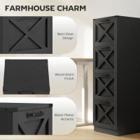 HOMCOM 4 Drawer File Cabinet with Silent Slides, Vertical Farmhouse Filing Cabinet Fits Letter/A4 Size Home Office, Black(m-4)