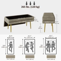 HOMCOM 39" Storage Ottoman, Velvet End of Bed Bench with Steel Legs, Foot Stool with Storage for Bedroom, Living Room, Beige(m-3)