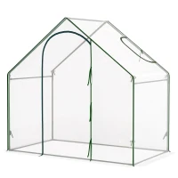 Outsunny 6'x3.3'x5.5' Walk-in Garden Greenhouse with Door and Window, Portable Mini Greenhouse for Plants Flowers Herbs, Steel Outdoor Hot House Growing Tent, Clear Plastic Cover(m-11)