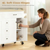 HOMCOM Kitchen Island Cart with Power Outlet & Drop Leaf, 55" Rolling Kitchen Island on Wheels with Storage, White(m-7)