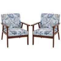 HOMCOM 2 PCS Modern Accent Chairs with Cushioned Seat, Upholstered Linen-Feel Armchair for Bedroom, Living Room, Multicolored(m-2)