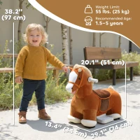 Qaba Electric Ride on Horse, Battery Powered Ride on Toy with Washable Cover and Quiet Wheels, Brown(m-3)
