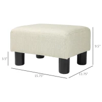 HOMCOM Small Ottoman Foot Rest, Foot Stool with Linen Fabric Upholstery and Plastic Legs, Cube Ottoman, Beige(m-3)