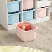 Qaba 3 Layers Toy Storage Organizer Kids Bookshelf Children Toy Storage w/ 6 Plastic Bins, Blue & Pink(m-7)
