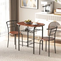 HOMCOM Dining Table Set of 3, 31.5" Kitchen Table and Chairs Set for 2 with Shelf, for Small Space, Dining Room, Living Room(m-7)