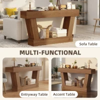 HOMCOM 63 Inch Vintage Console Table, Narrow Entryway Table with Open Shelf for Living Room, Dark Brown(m-7)