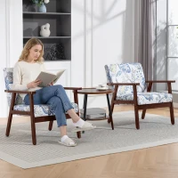 HOMCOM 2 PCS Modern Accent Chairs with Cushioned Seat, Upholstered Linen-Feel Armchair for Bedroom, Living Room, Multicolored(m-1)