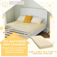 Qaba Bed Frame for Girls and Boys, Bedroom Furniture, White(m-6)