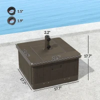 Outsunny 3-in-1 Outdoor Umbrella Base with Wheels and Handles, End Table, Flower Box Planter with Hole, 175 lbs. Capacity, Brown(m-3)