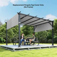 Outsunny 2 Pcs Pergola Replacement Canopy, UV Protection Pergola Shade Cover, Easy to Install, for 10 x 10ft Pergola, Light Gray(m-8)