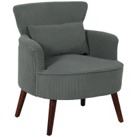 HOMCOM Modern Accent Chair, Upholstered Armchair with Solid Wood Legs and Lumbar Pillow for Living Room, Grey(m-11)