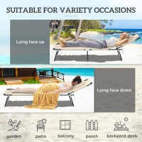 Outsunny Outdoor Lounge Chair, Garden Folding Chaise Lounge w/ Adjustable Backrest, Face Hole and Support Pillow, Beige(m-5)