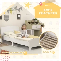 Qaba Bed Frame for Girls and Boys, Bedroom Furniture, White(m-4)
