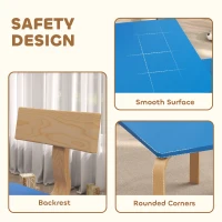 Qaba Kids Table and 2 Chair Set, Children Multi-Activity Furniture Set for Playing, Learning, Eating, Craft, Blue(m-5)