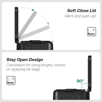 HOMCOM Trash Can, 2 x 5.3 Gallon (2 x 20 L) Garbage Can with Soft-Close Lid, Removable Inner Buckets for Kitchen Home Office(m-5)