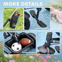 Qaba 6 in 1 Kids Tricycle with Removable Handlebar and Canopy, Navy Blue(m-9)