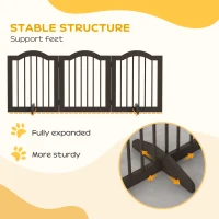 PawHut 24" Freestanding Pet Gate For Dogs with 2 Support Feet, Coffee(m-7)