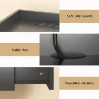 HOMCOM Wall Mounted Bedside Table, Set of 2 Floating Nightstand with Charging Station, Drawer and Open Shelf for Bedroom, Black(m-7)