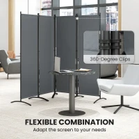 Outsunny Folding Room Divider, Privacy Screen for Home Office Bedroom, 5.6FT Tall, Dark Grey(m-6)