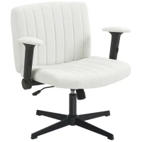 HOMCOM Criss Cross Chair with Flip-up Armrests, Wide Office Chair with Adjustable Height, Tilting, No Wheels, Beige(m-2)
