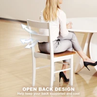 HOMCOM Farmhouse Dining Table Chairs, Set of 2 Rubber Wood Kitchen Table Chairs with Open Back for Living Room, Light Gray(m-5)