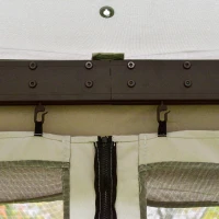 Outsunny 10' x 13' Patio Gazebo, Aluminum Frame Double Roof Outdoor Gazebo Canopy Shelter with Netting & Curtains, Light Gray(m-9)