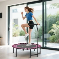 Soozier 45" Mini Trampoline for Adults, Foldable Fitness Exercise Rebounder with Adjustable Handle(m-8)